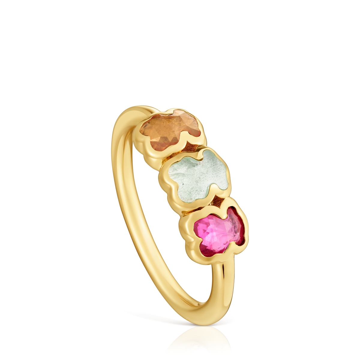 Tous - Anillo Con Baño De Oro 18 Kt Sobre Plata Y Gemas Creadas En Laboratorio Icon Color Lgg - Dorado