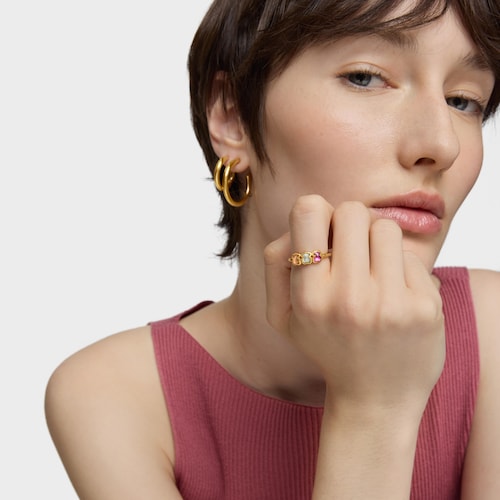 Anillo con baño de oro 18 kt sobre plata y gemas creadas en laboratorio Icon Color LGG