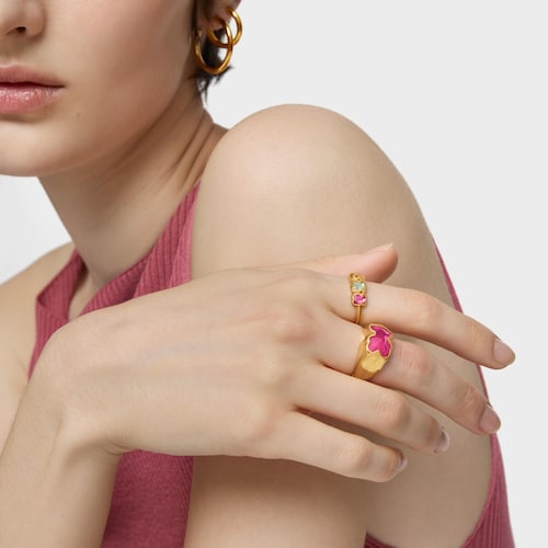 Anillo con baño de oro 18 kt sobre plata y gemas creadas en laboratorio Icon Color LGG