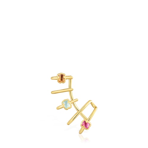 Earcuff with 18kt gold plating over silver and laboratory-grown gemstones Icon Color LGG