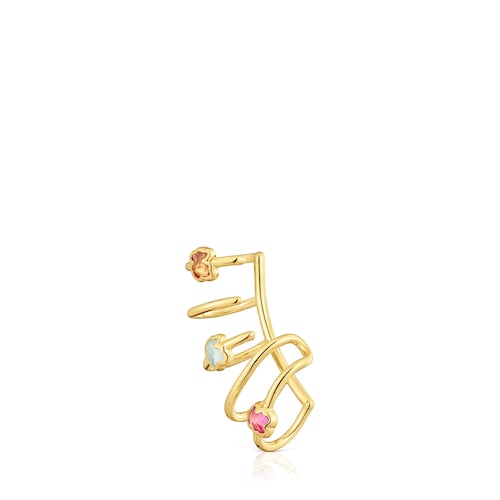 Earcuff with 18kt gold plating over silver and laboratory-grown gemstones Icon Color LGG