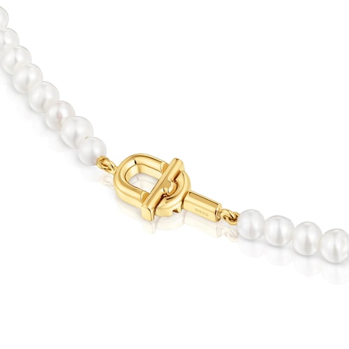 Collar corto de perlas cultivadas con baño de oro 18 kt sobre plata TOUS MANIFESTO