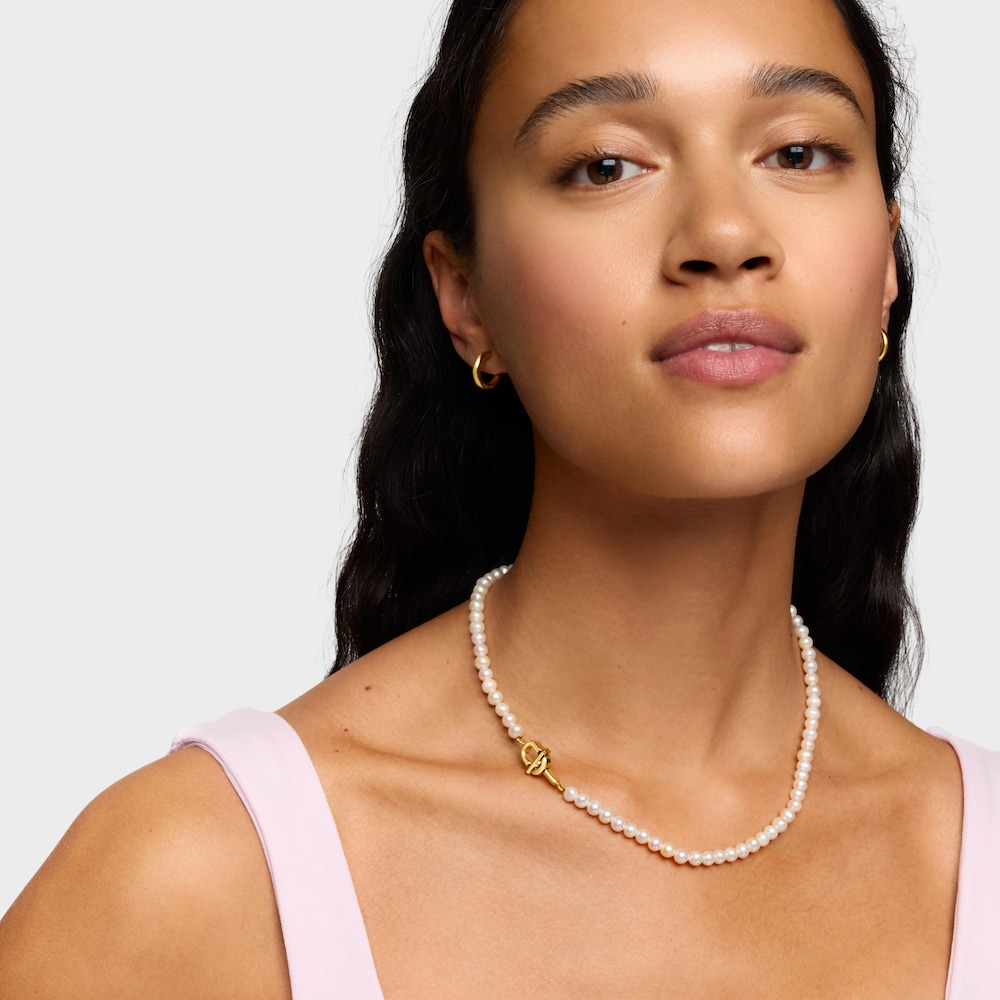 Short cultured pearl Necklace with 18K gold vermeil TOUS MANIFESTO