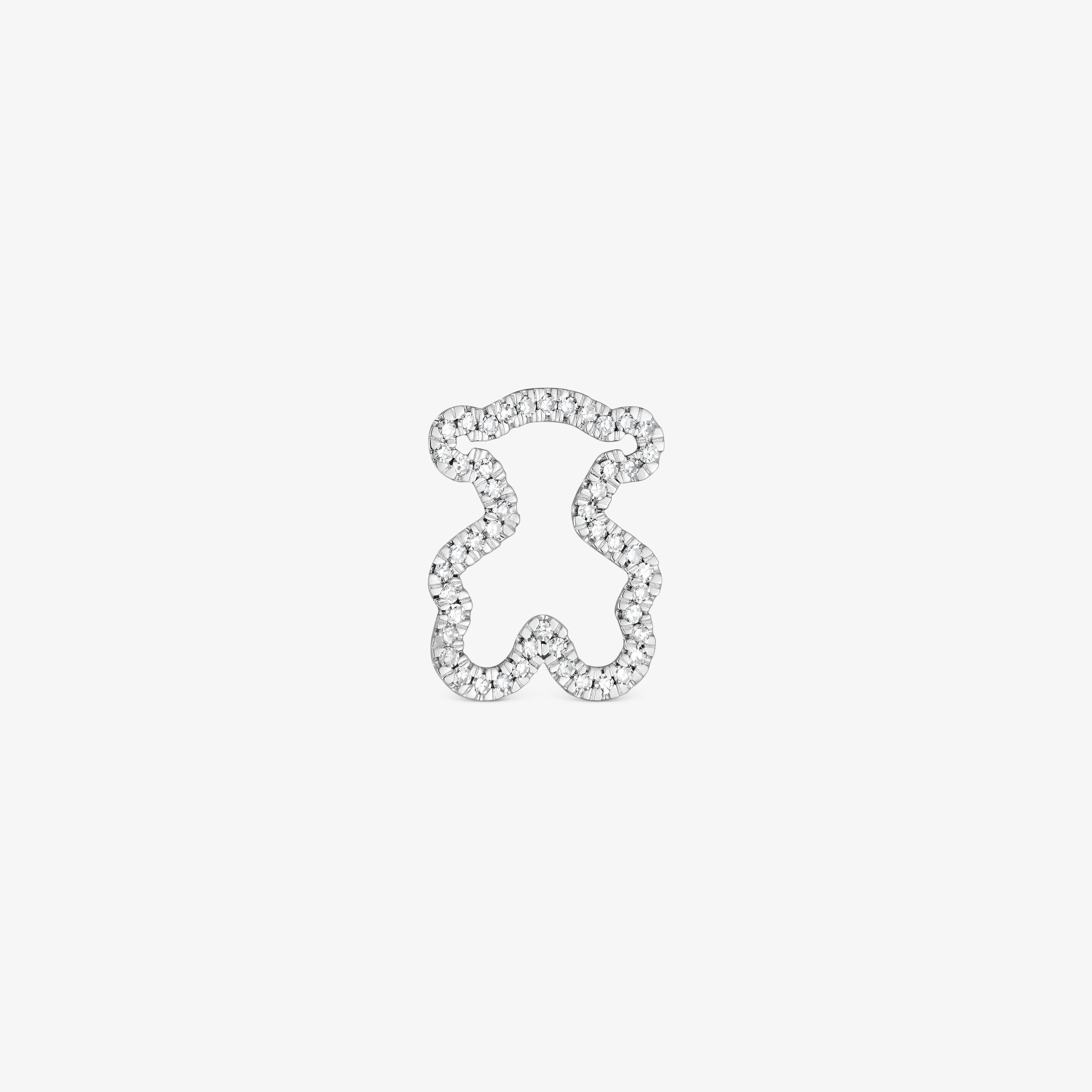14kt white gold bear Pendant with diamonds Silueta