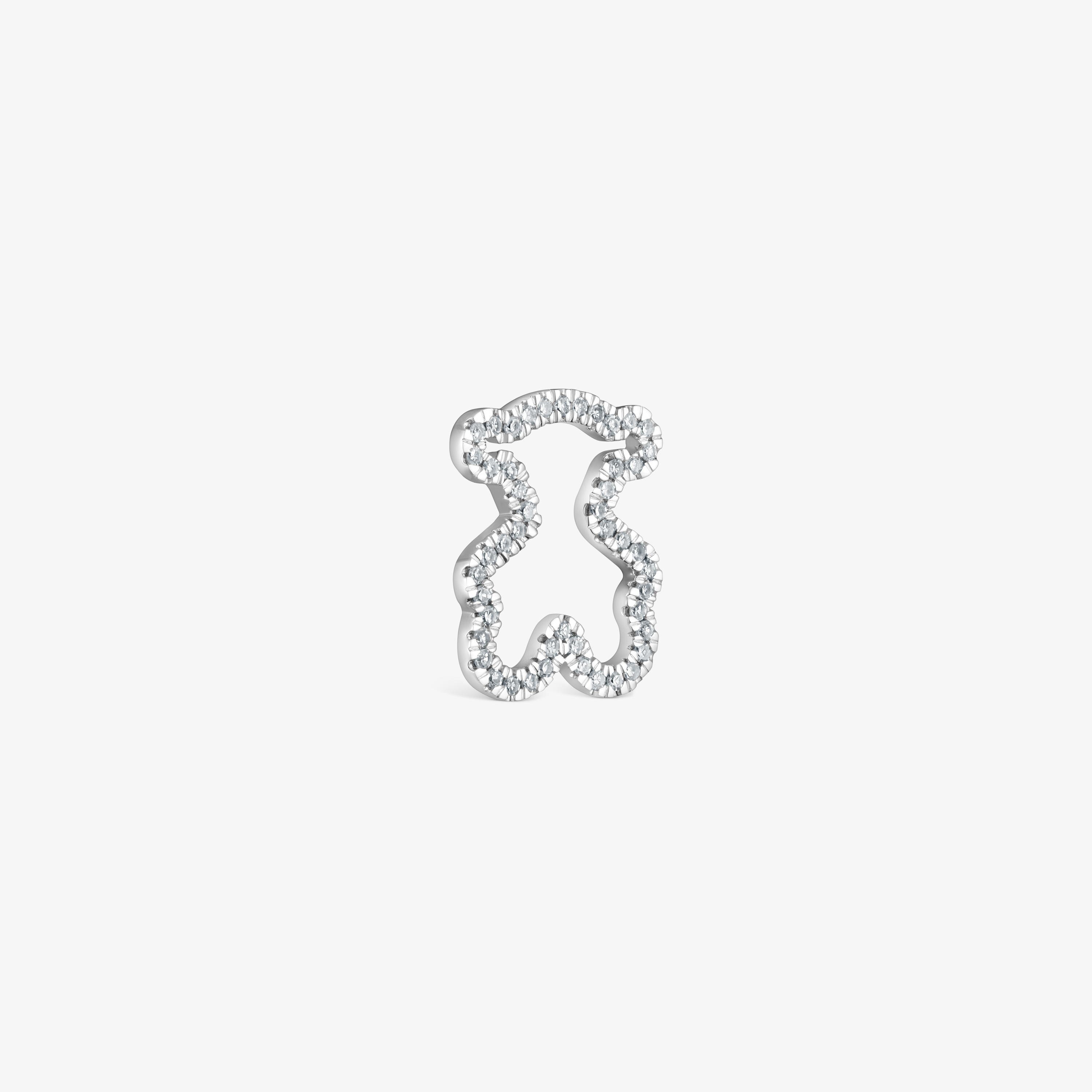 14kt white gold bear Pendant with diamonds Silueta