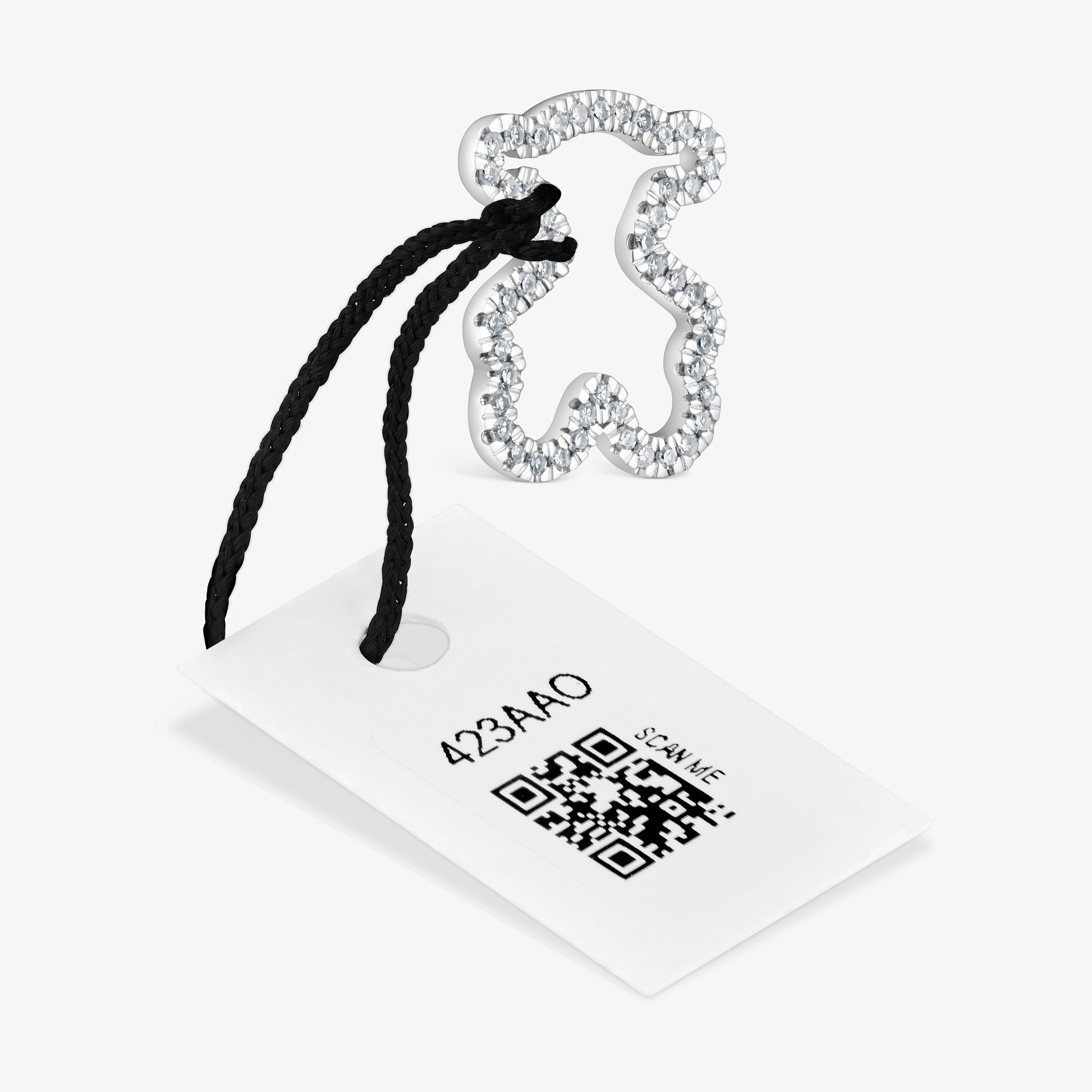 14kt white gold bear Pendant with diamonds Silueta
