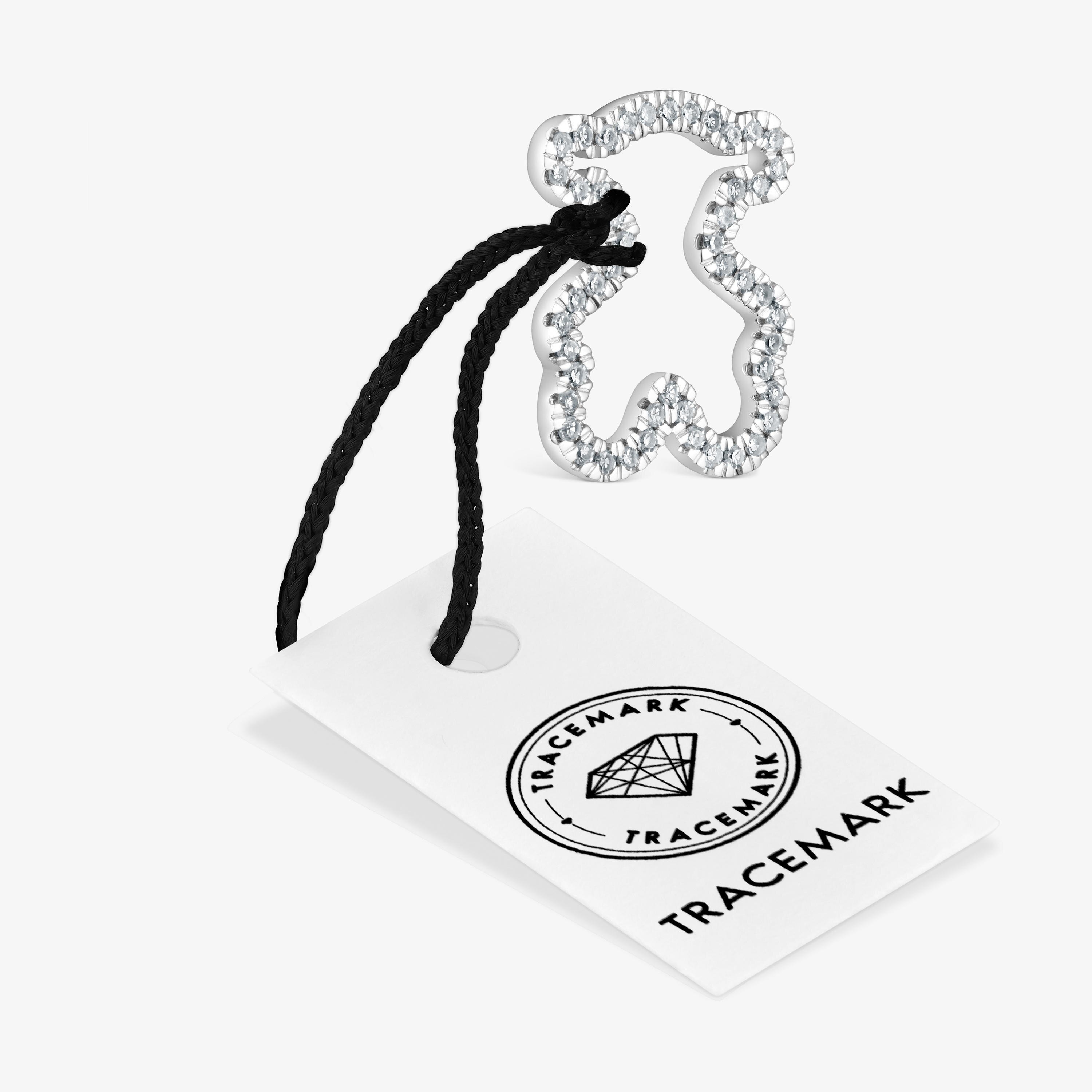 14kt white gold bear Pendant with diamonds Silueta