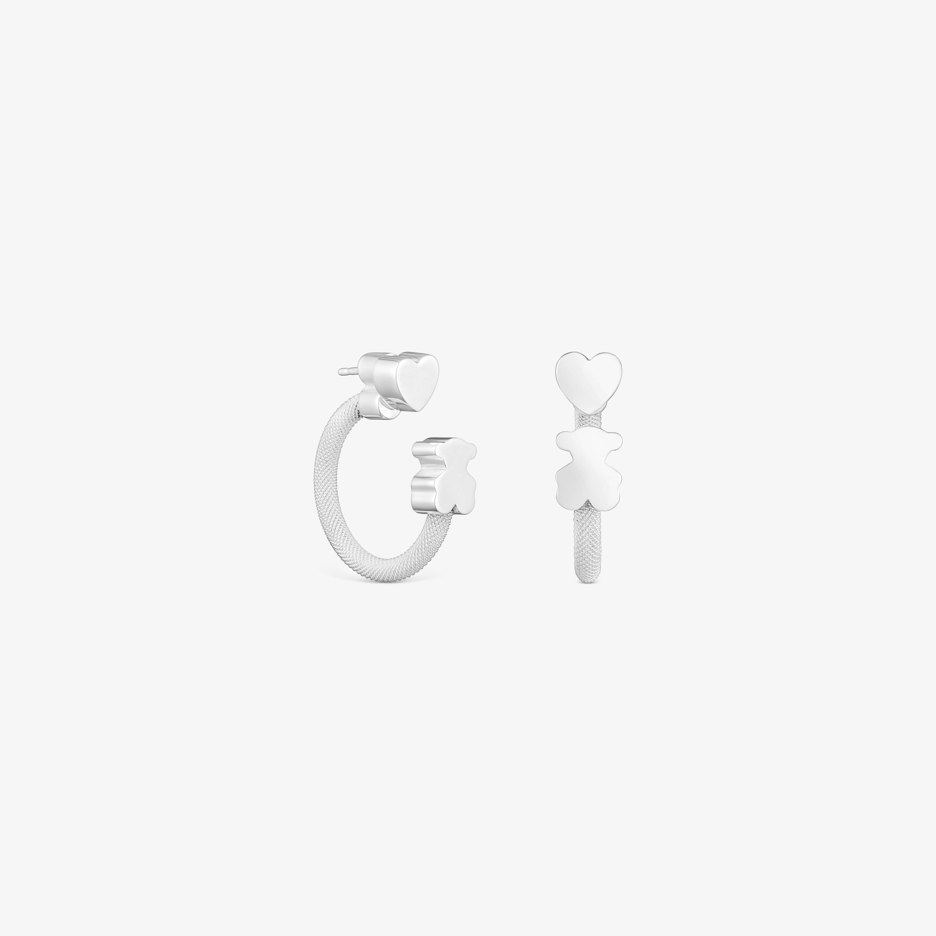 Silver Hoop earrings with motifs Icon Mesh