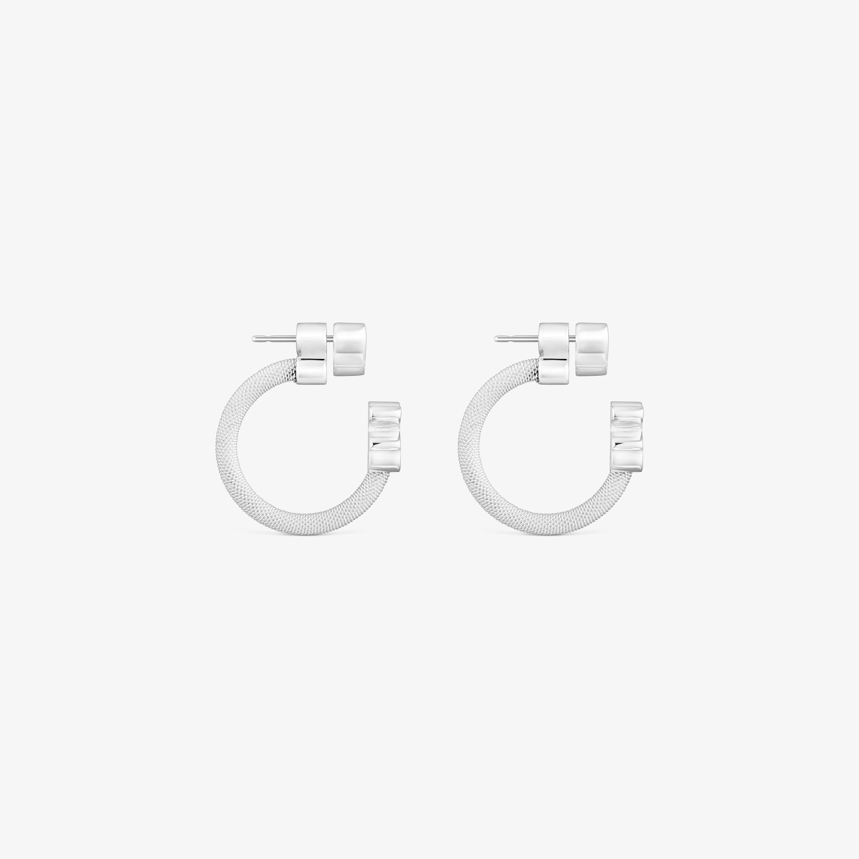 Silver Hoop earrings with motifs Icon Mesh