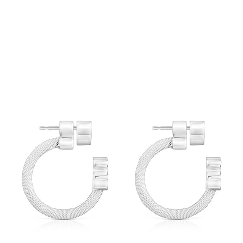 Pendientes aro de plata y motivos Icon Mesh