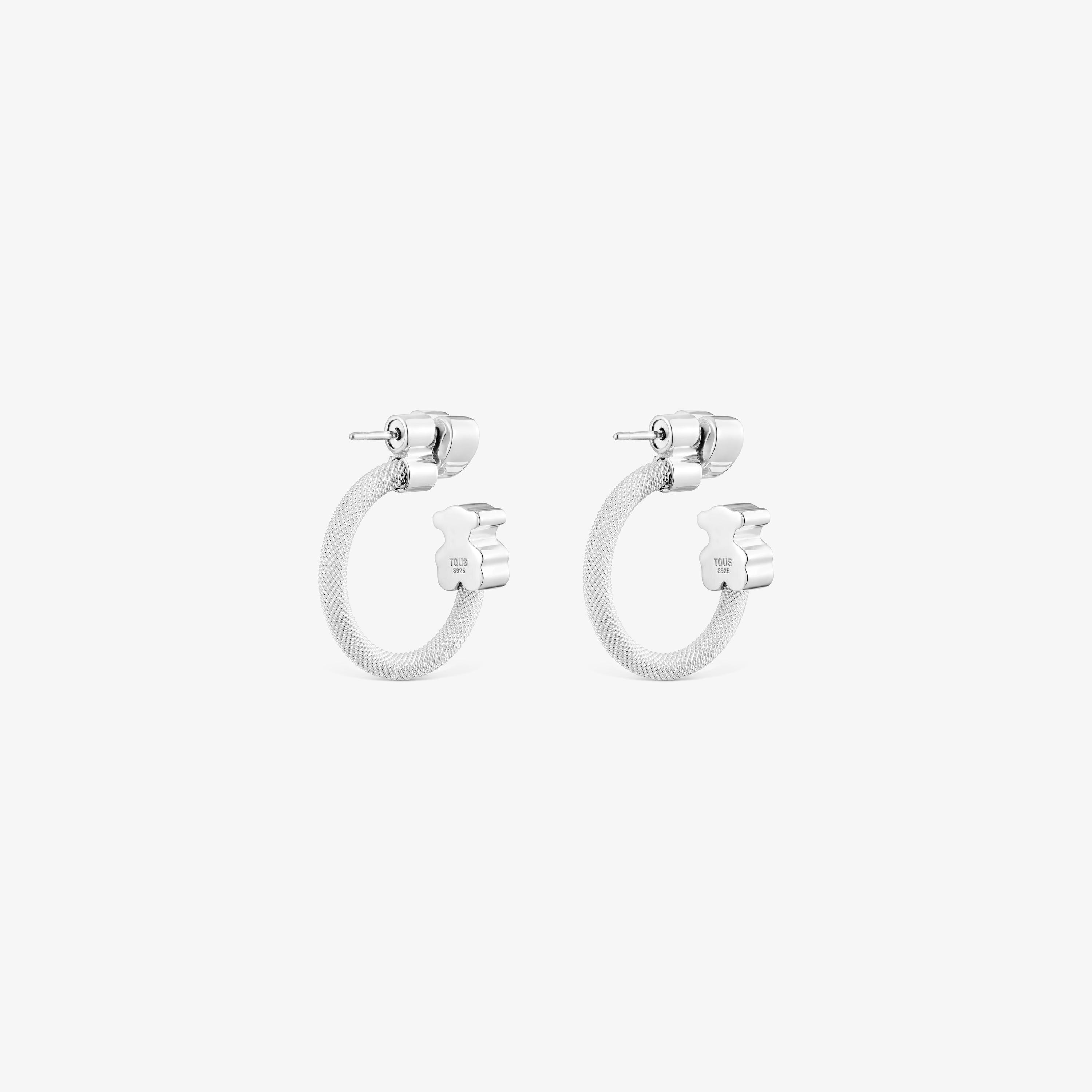 Silver Hoop earrings with motifs Icon Mesh