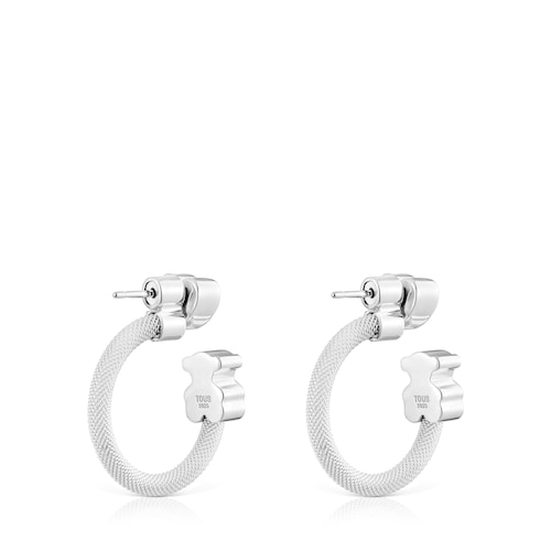 Pendientes aro de plata y motivos Icon Mesh