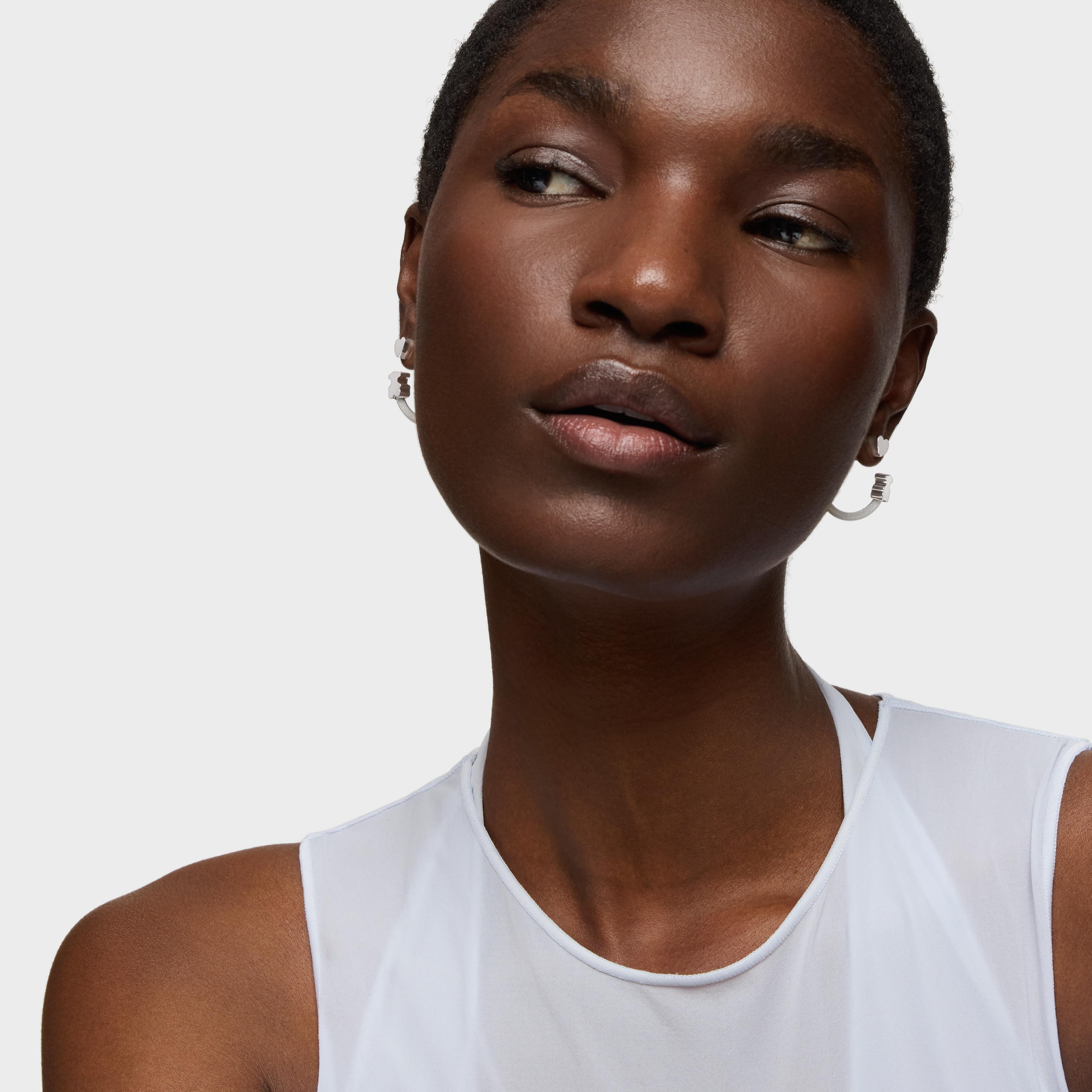 Silver Hoop earrings with motifs Icon Mesh
