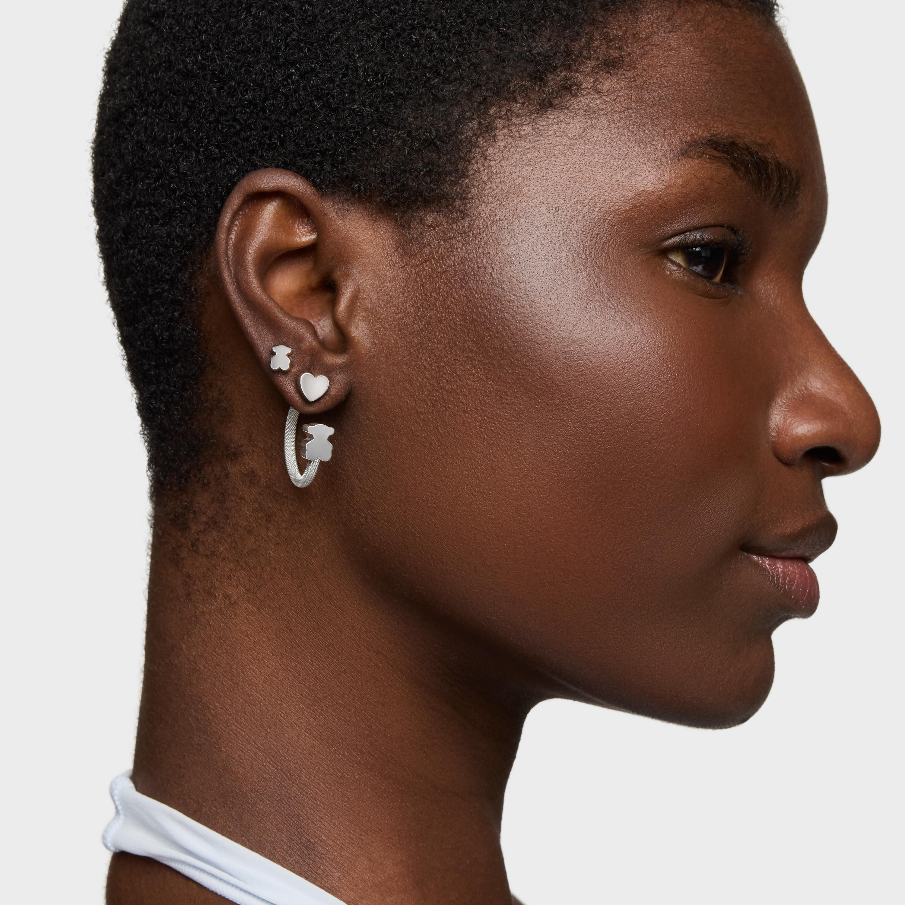 Silver Hoop earrings with motifs Icon Mesh