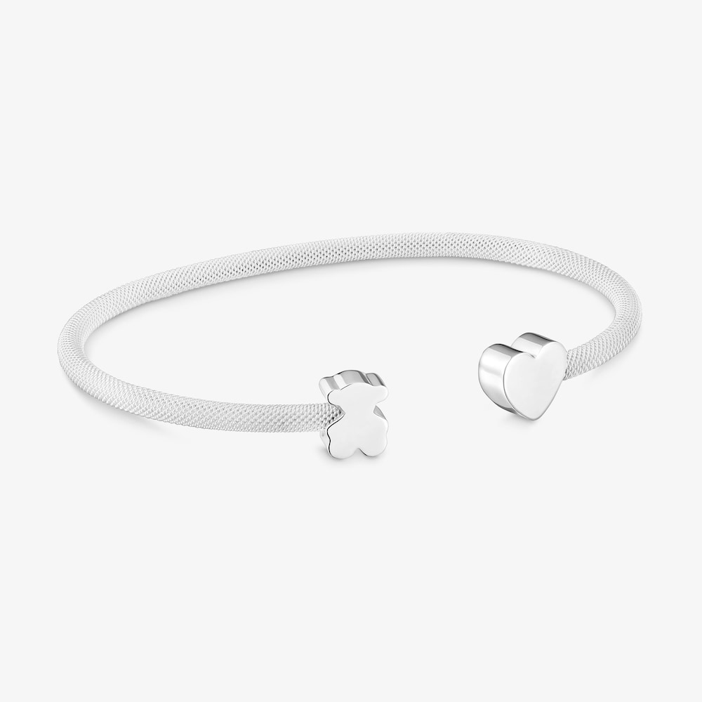 Silver Bangle with motifs Icon Mesh