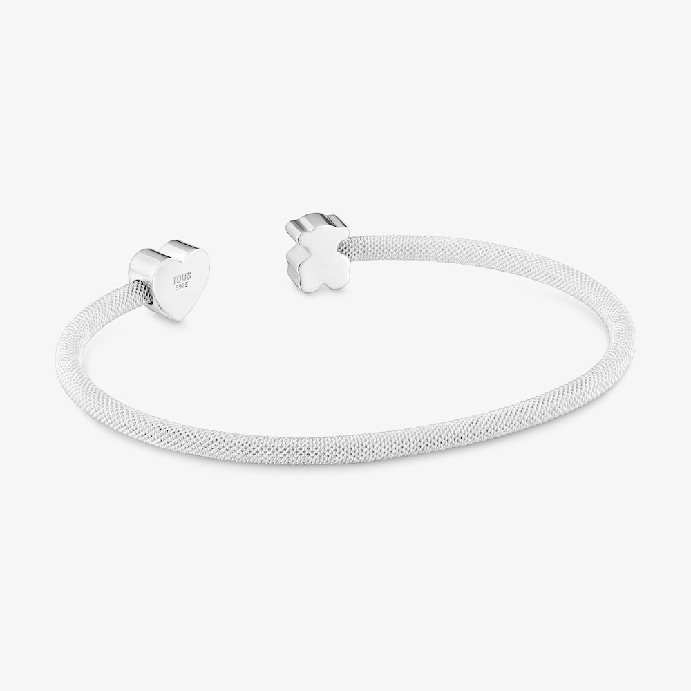 Silver Bangle with motifs Icon Mesh