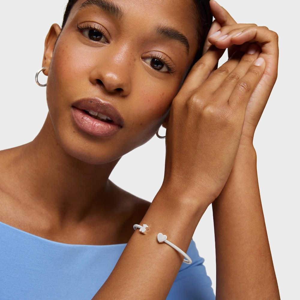 Silver Bangle with motifs Icon Mesh