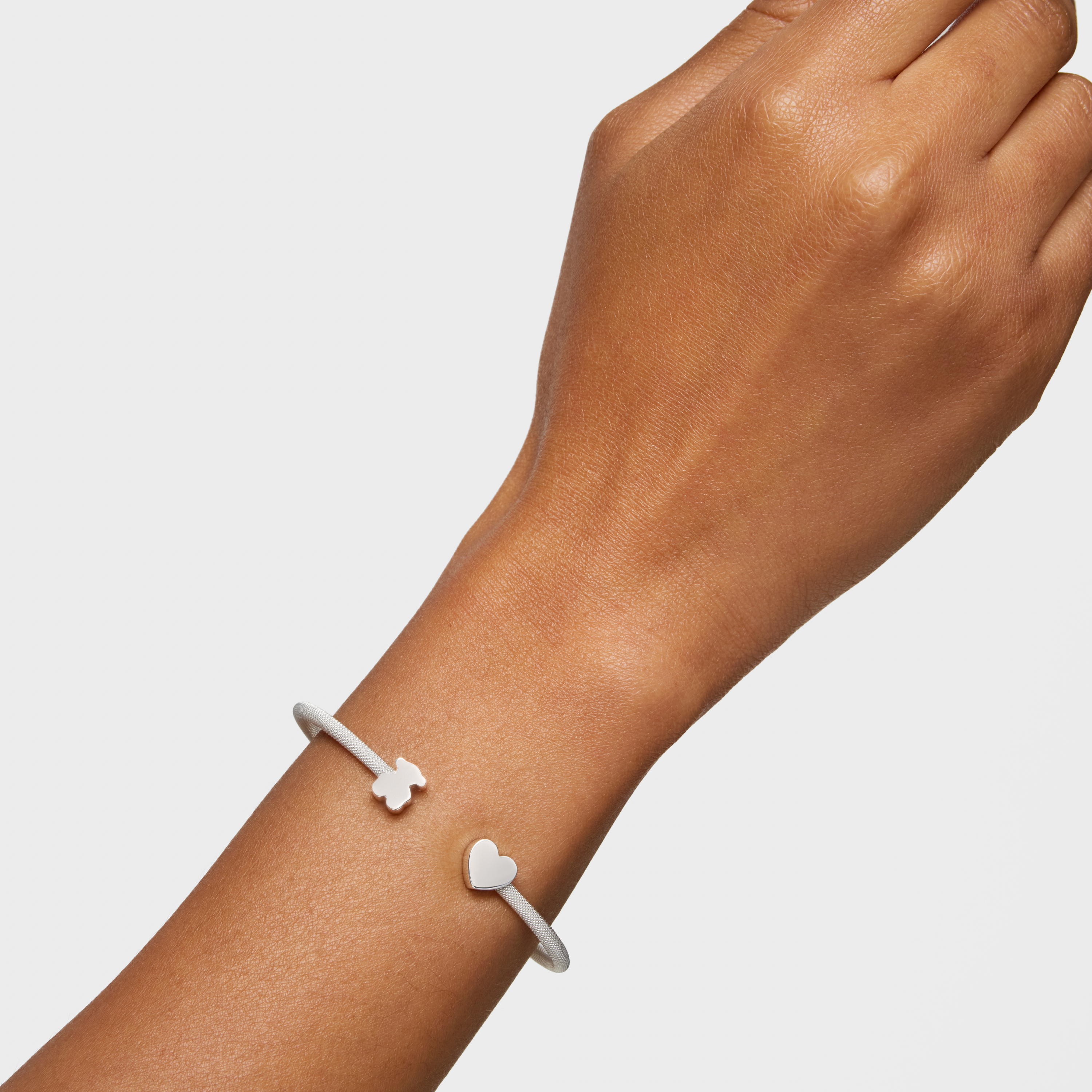 Silver Bangle with motifs Icon Mesh