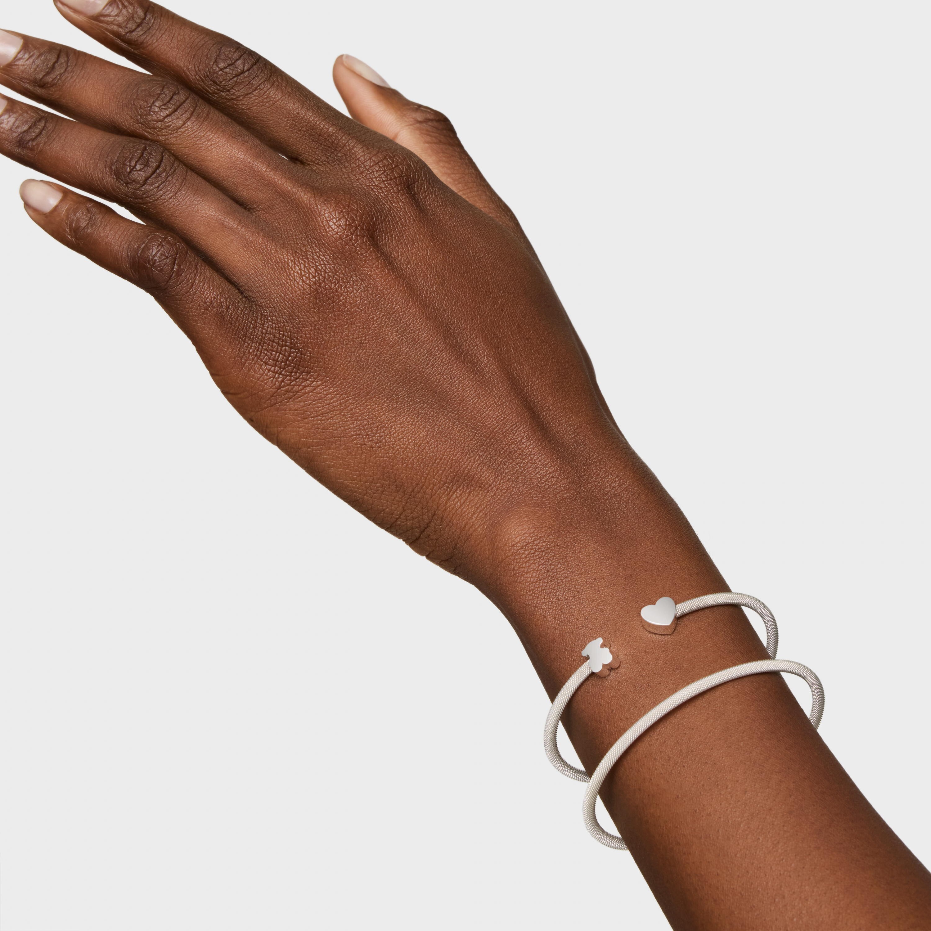 Silver double Bangle Icon Mesh