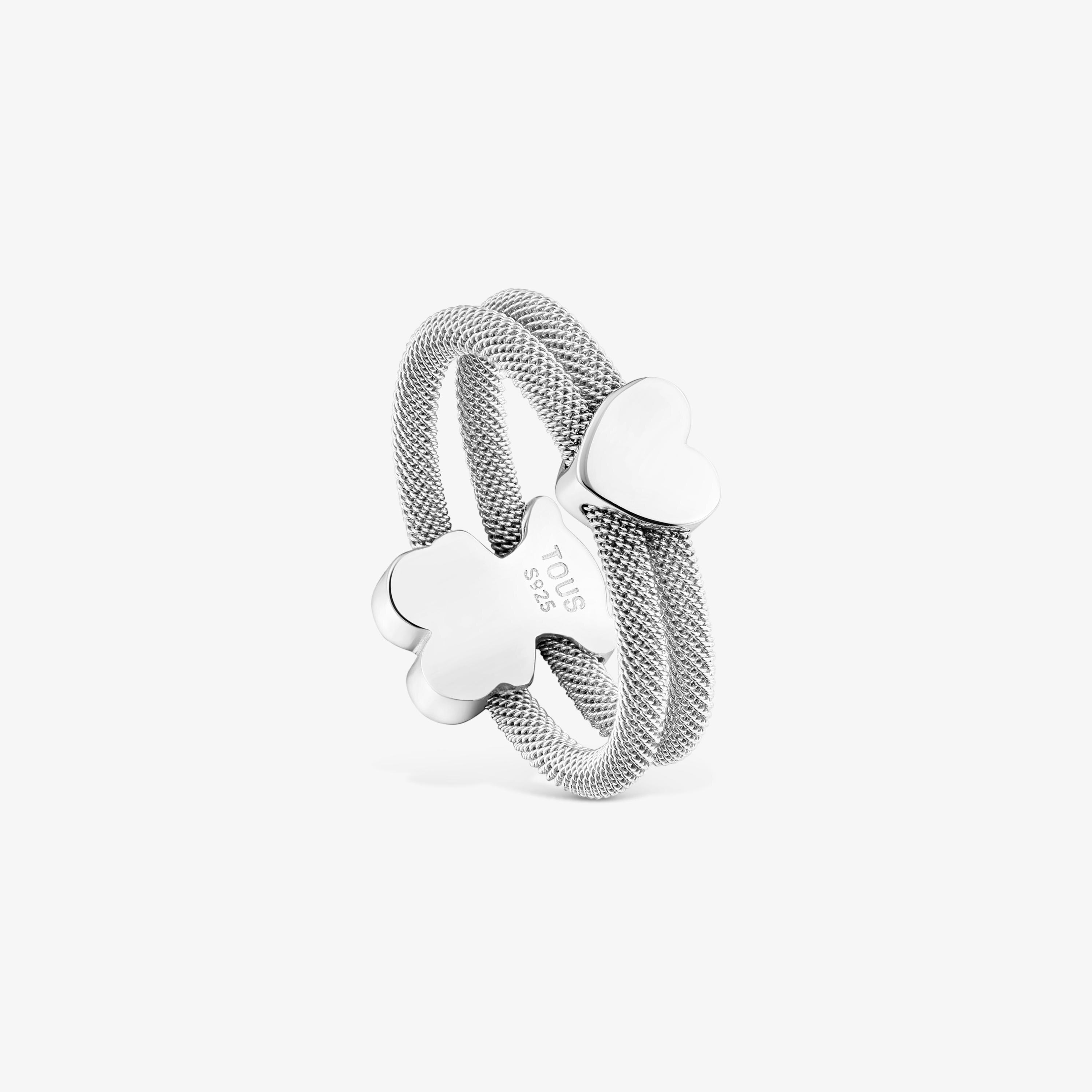 TOUS Icon Mesh スチール×18kt (K18 750) 18K solid gold and Steel Icon Mesh Ring | TOUS