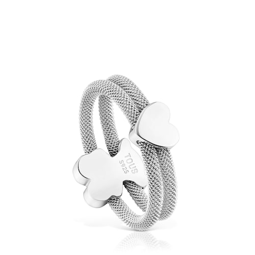 Anillo doble de plata Icon Mesh