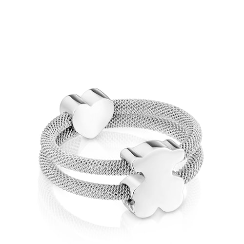 Anillo doble de plata Icon Mesh