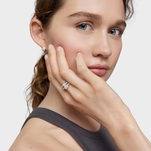 Anillo doble de plata Icon Mesh