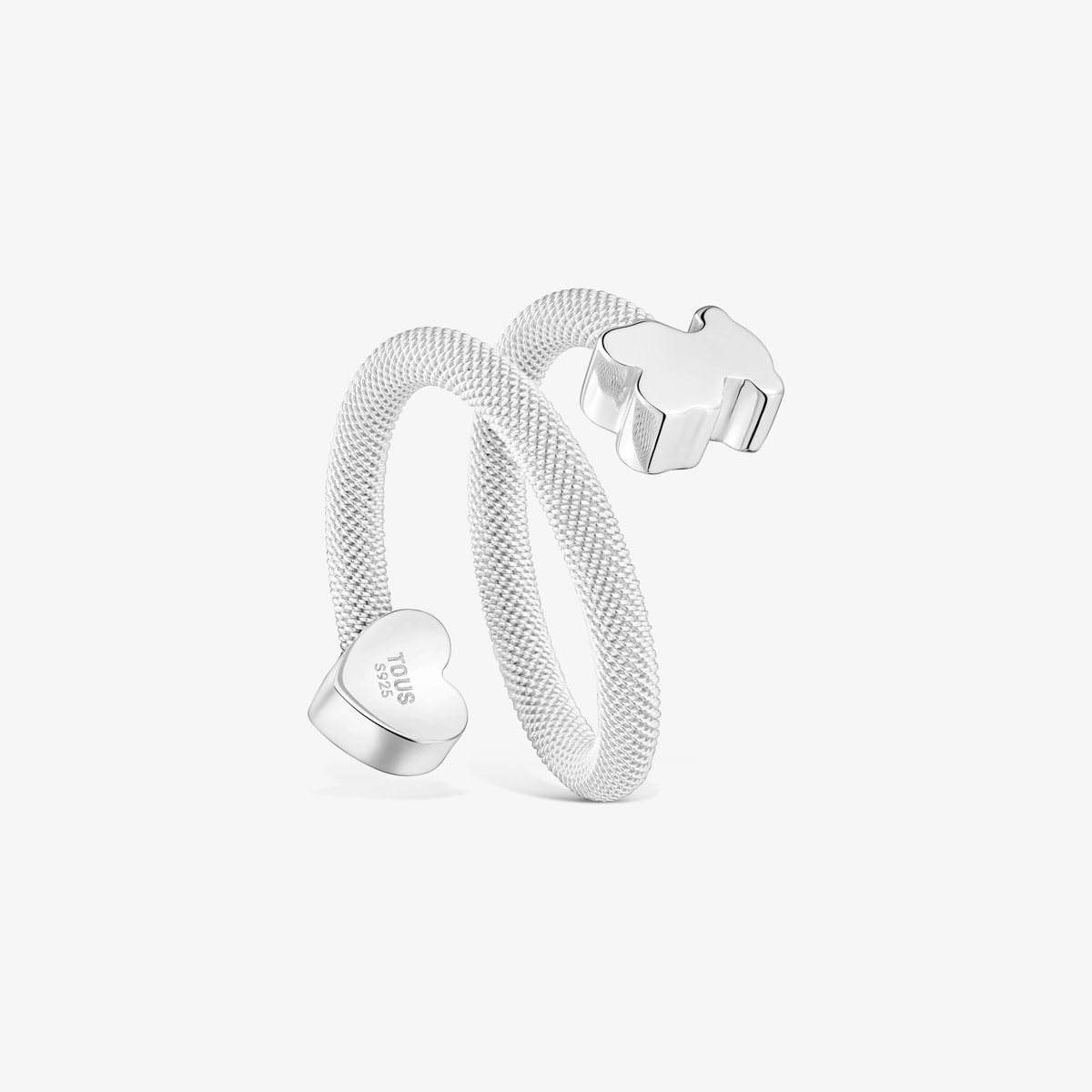 Tous - Anillo Espiral De Plata Y Motivos Icon Mesh Talla 10