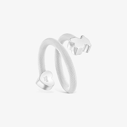 Pierścionek spiralny ze srebra z motywami Icon Mesh