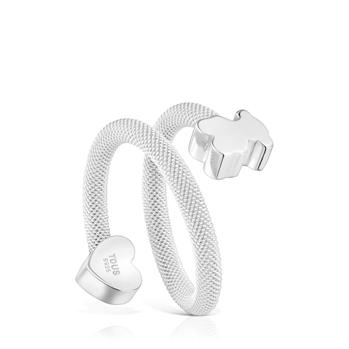 Silver Spiral ring with motifs Icon Mesh