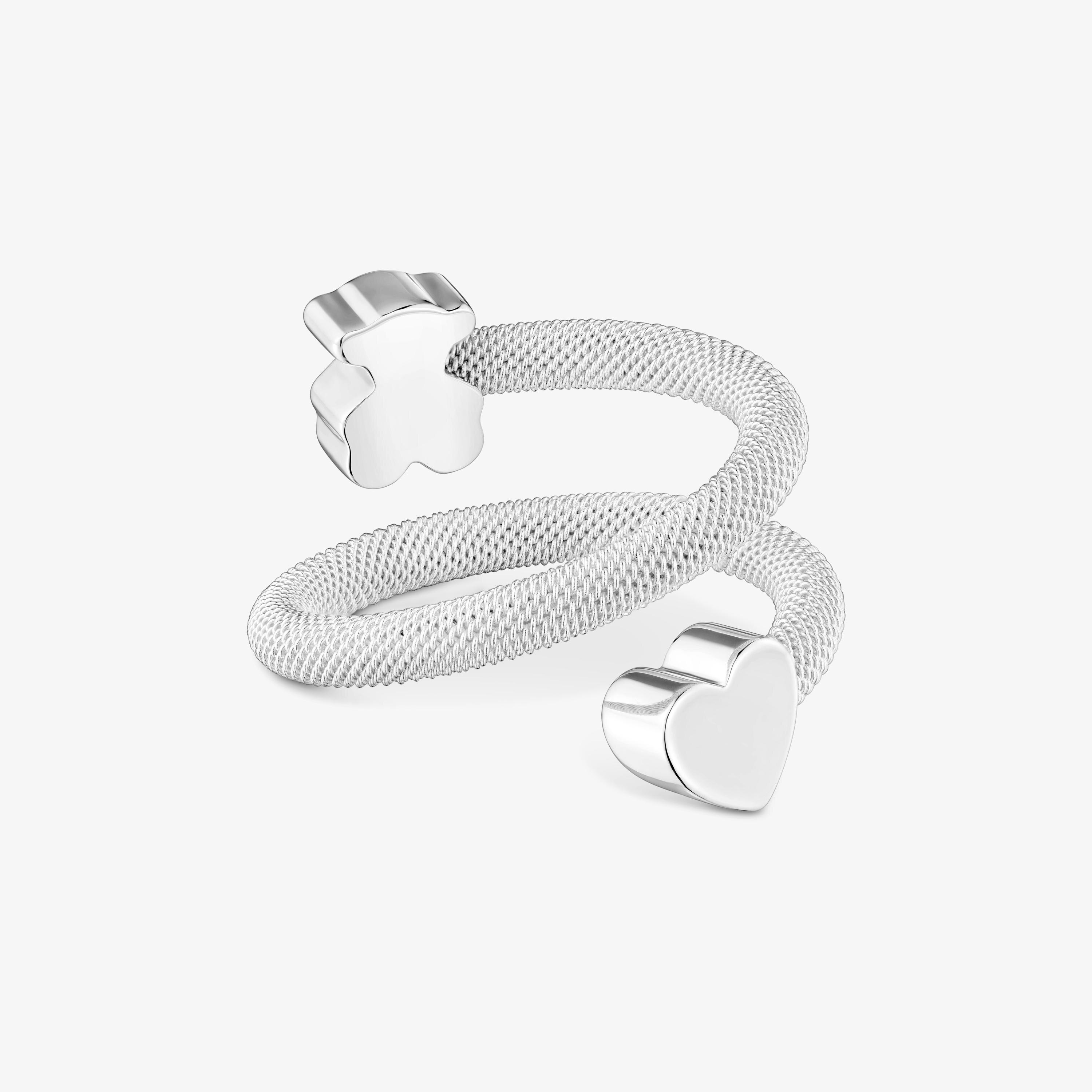 Silver Spiral ring with motifs Icon Mesh