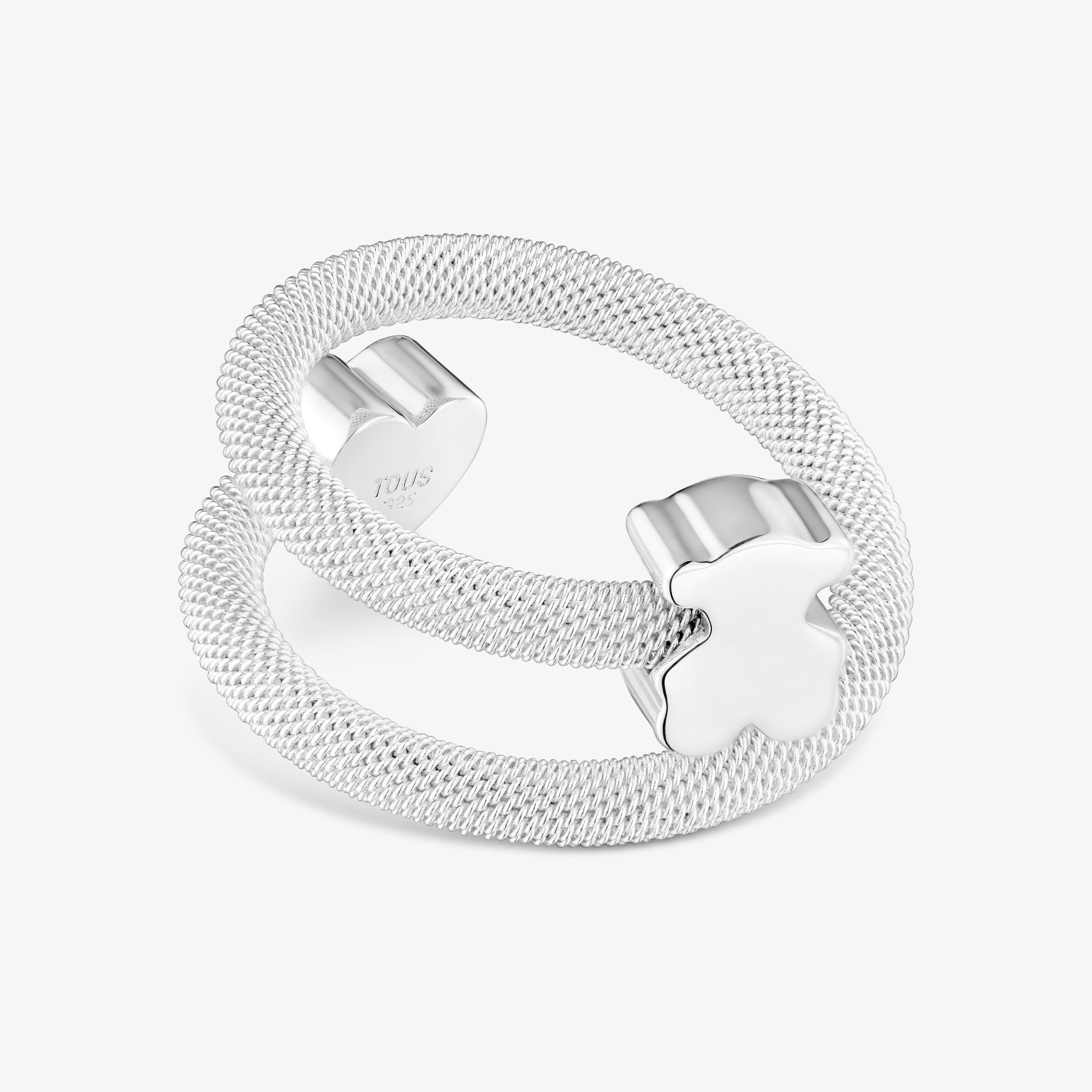 Silver Spiral ring with motifs Icon Mesh