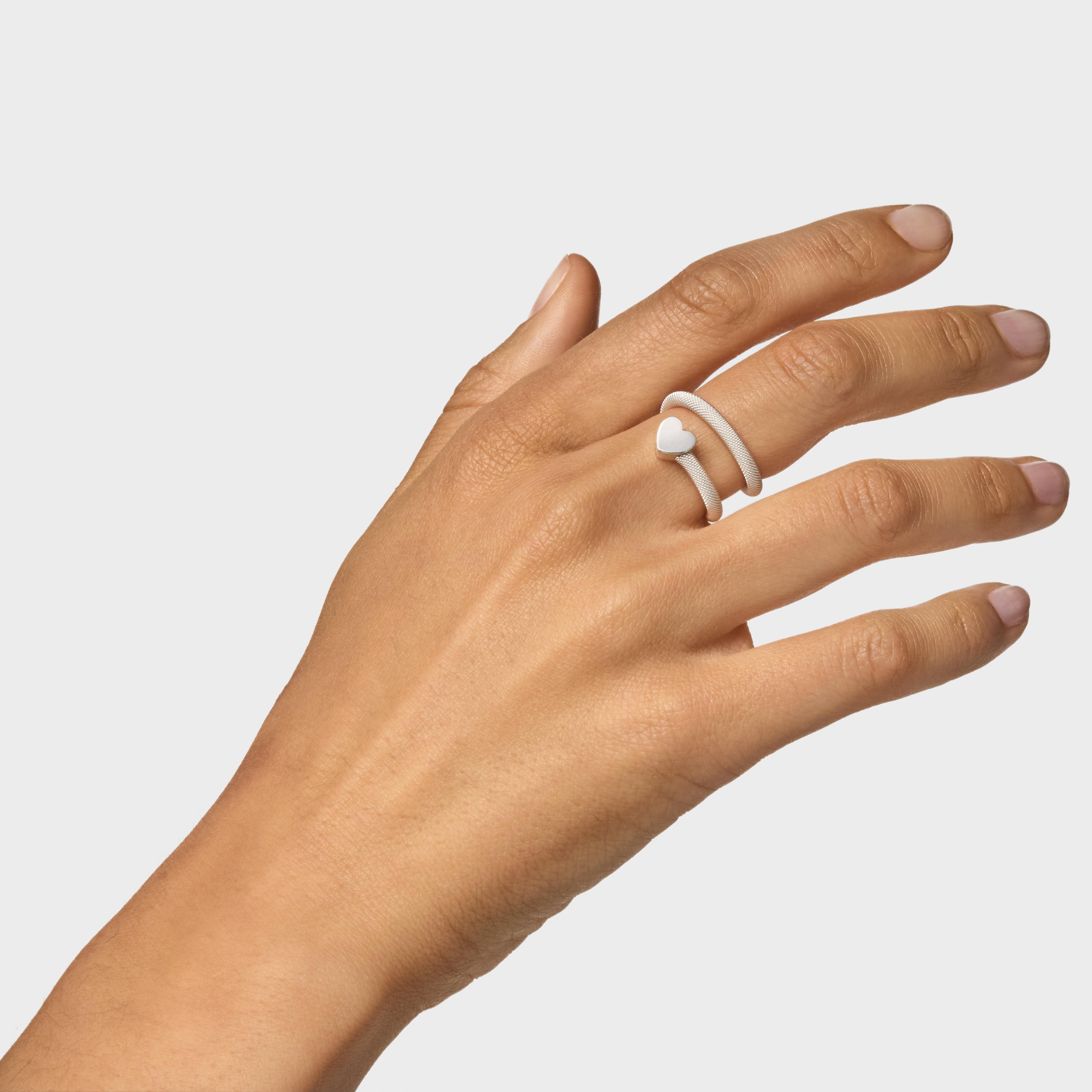 Silver Spiral ring with motifs Icon Mesh