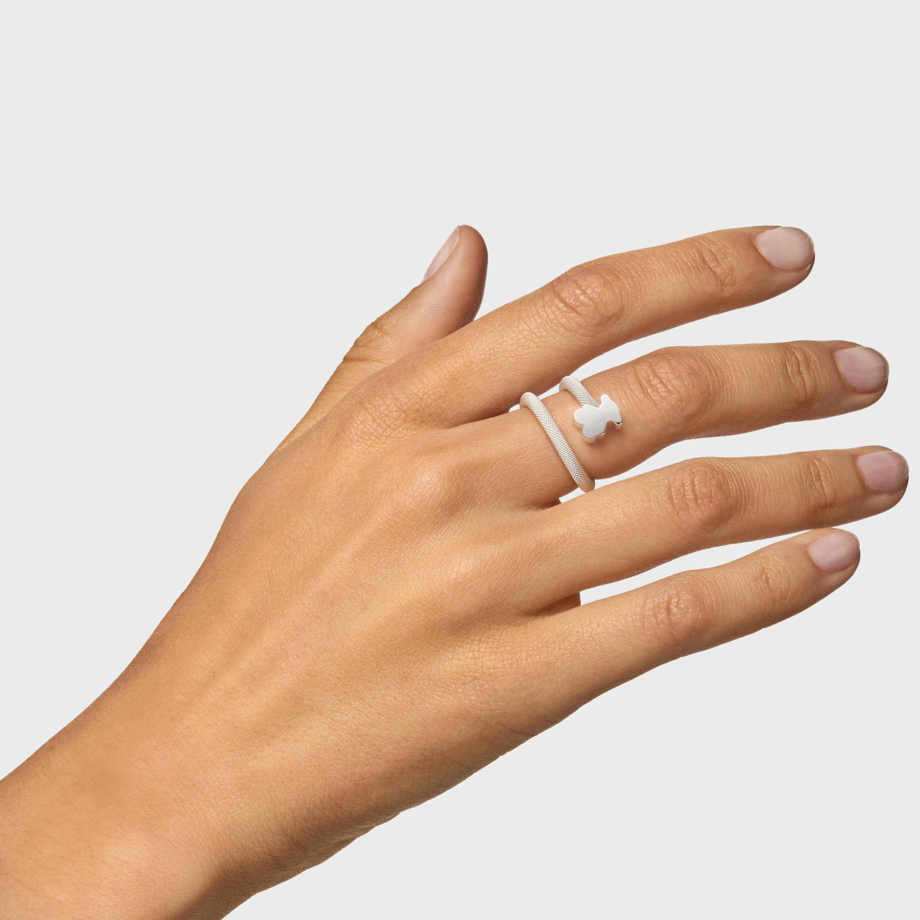 Silver Spiral ring with motifs Icon Mesh