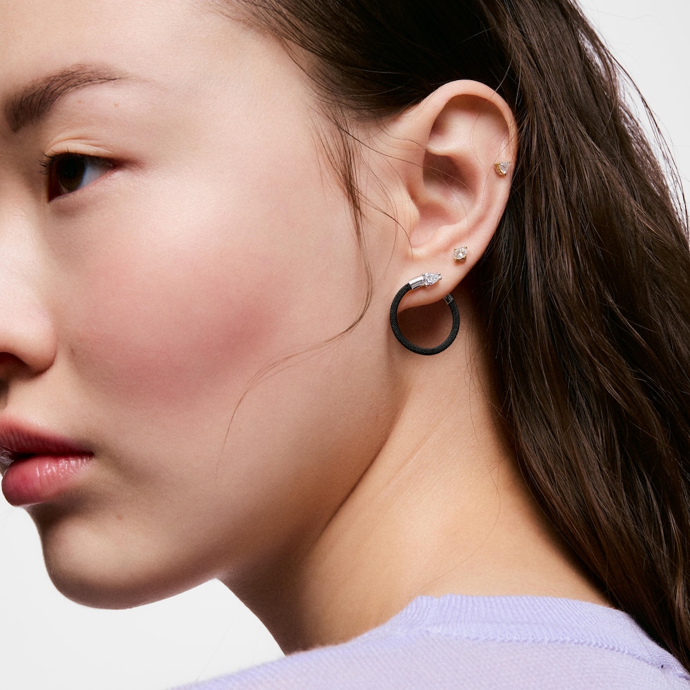 Aretes aro de platino, acero negro y diamantes creados en laboratorio TOUS Mesh LGD