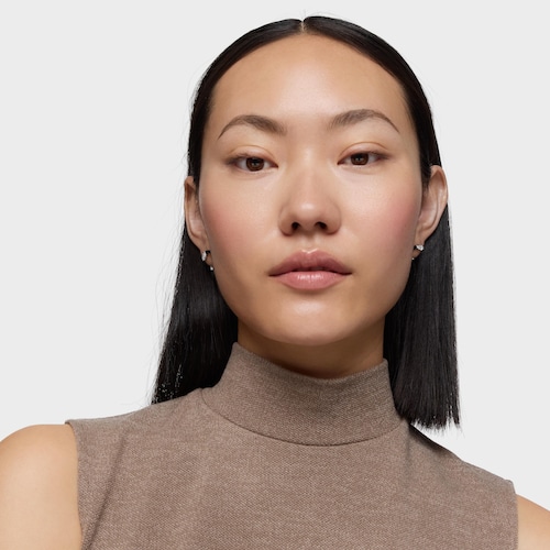 Pendientes aro de platino, acero negro y diamantes creados en laboratorio TOUS Mesh LGD