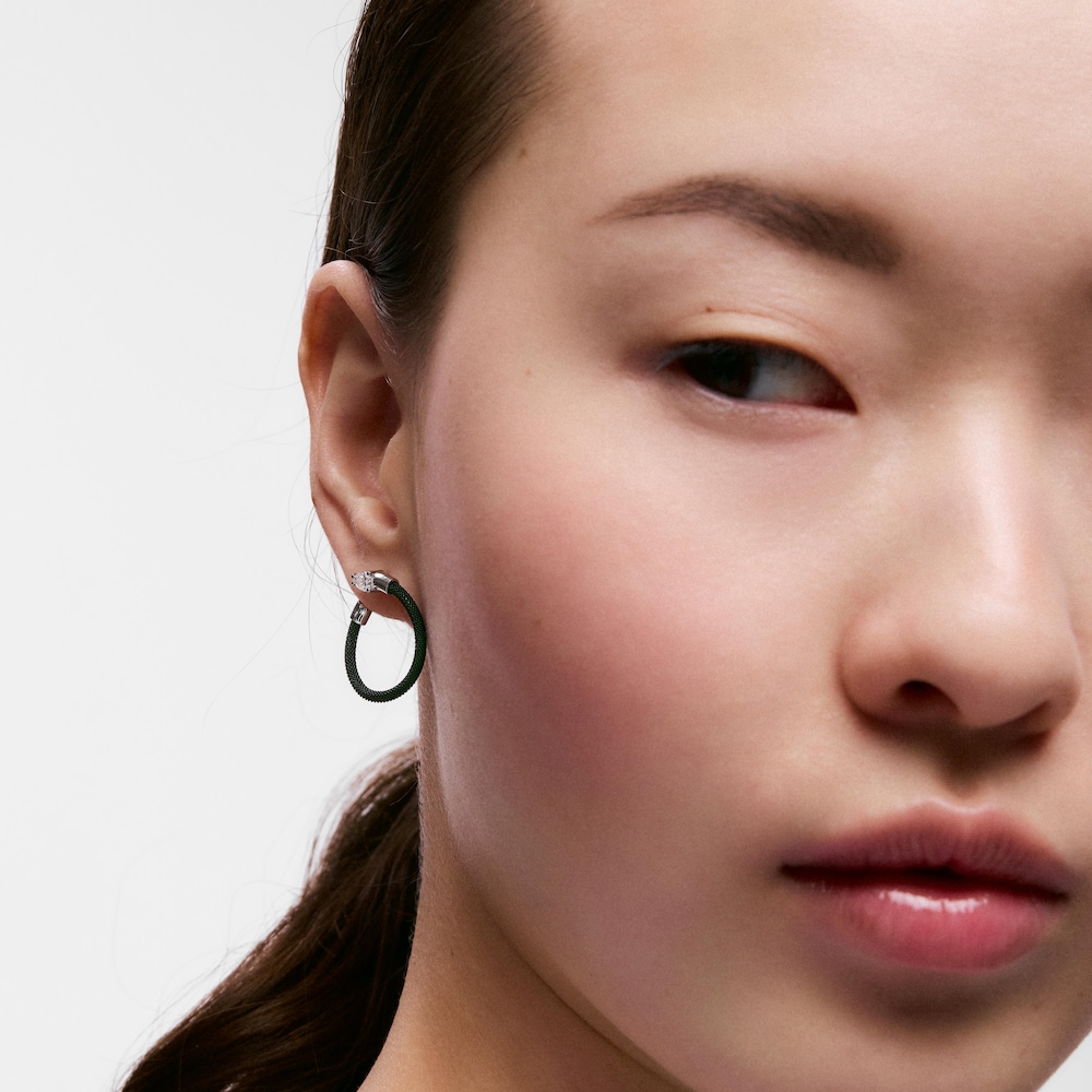 Aretes aro de platino, acero negro y diamantes creados en laboratorio TOUS Mesh LGD