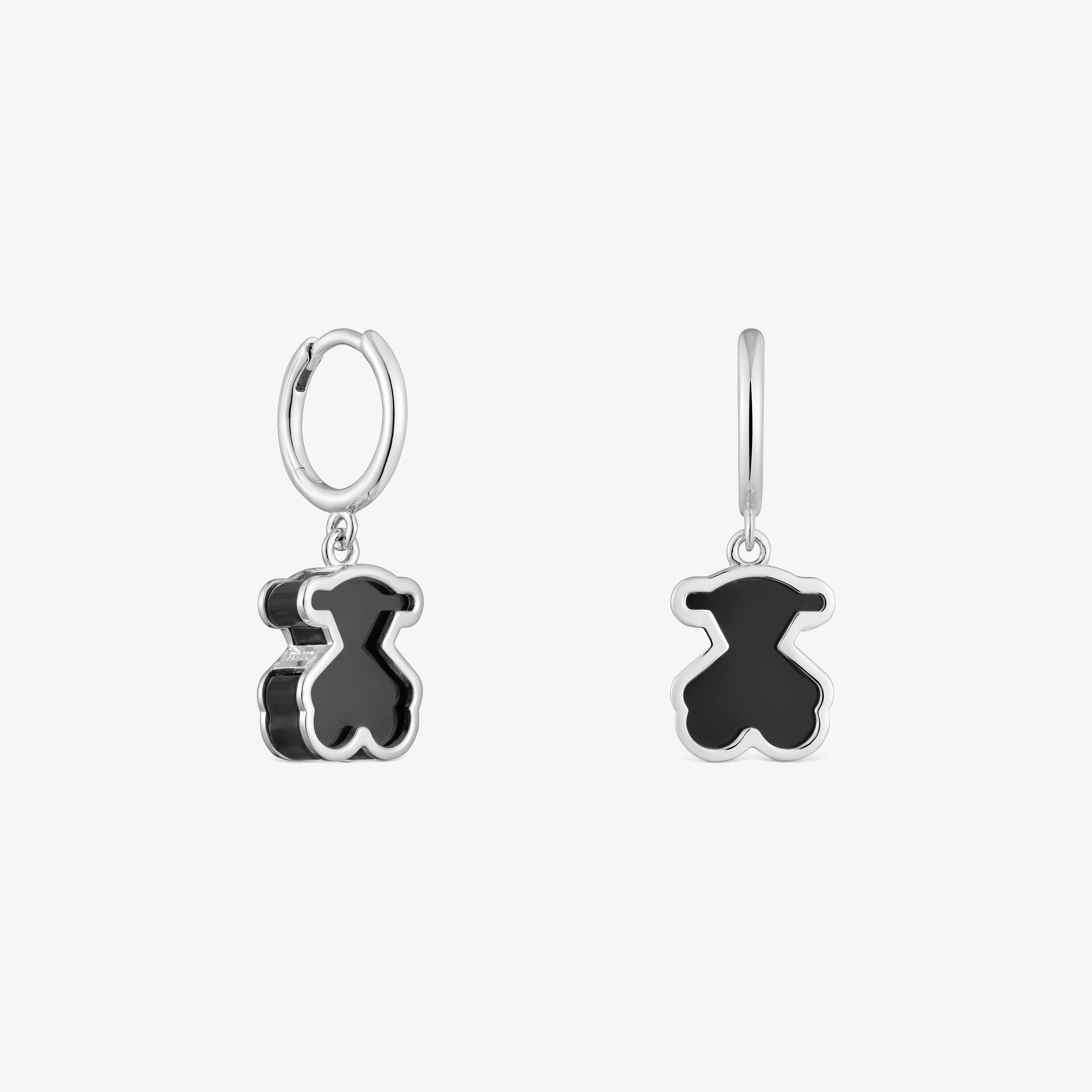 Silver and black acrylic glass Hoop earrings Galaxy