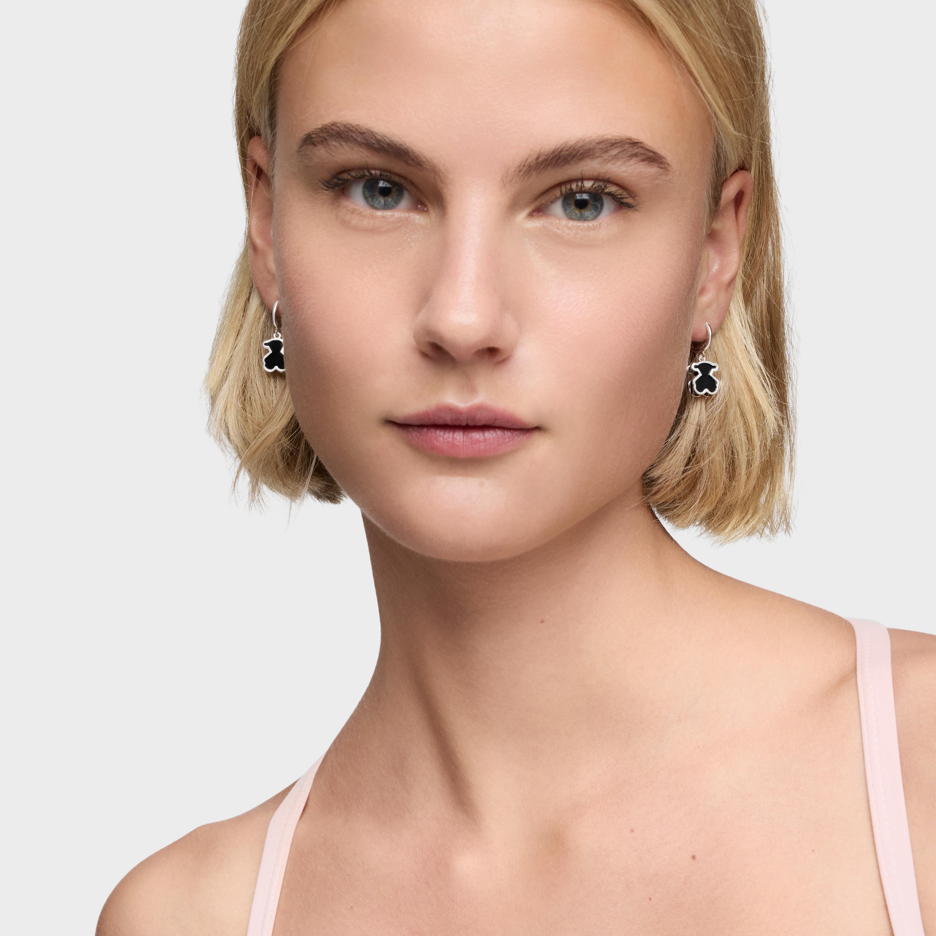 Silver and black acrylic glass Hoop earrings Galaxy