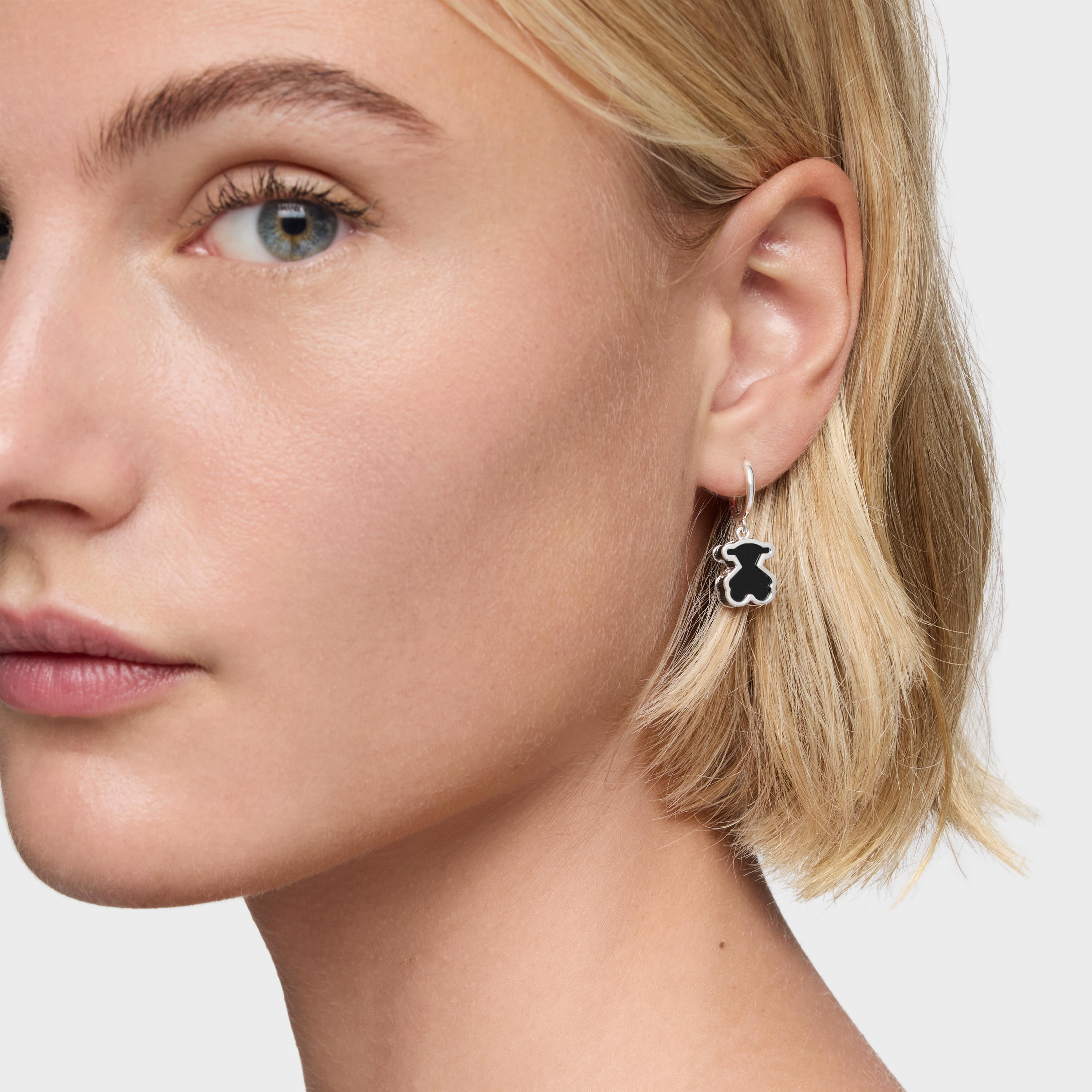 Silver and black acrylic glass Hoop earrings Galaxy