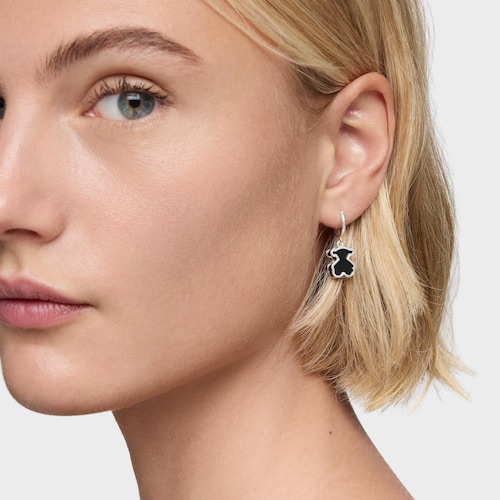 Pendientes aro de plata y metacrilato negro Galaxy