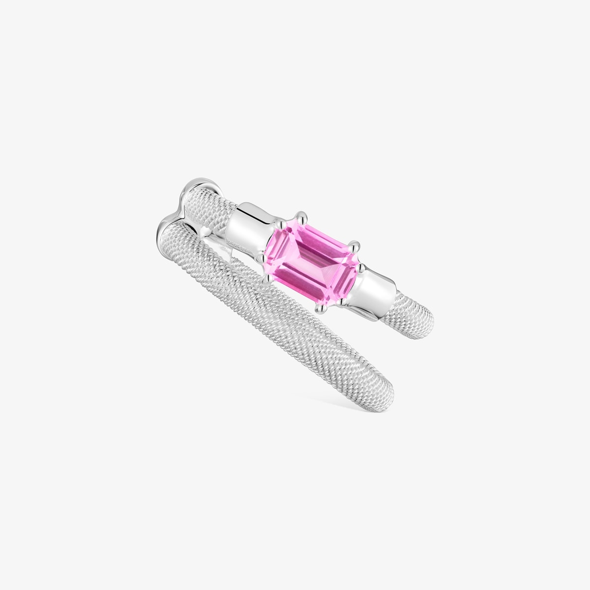 Tous - Earcuff De Plata Y Zafiro Creado En Laboratorio Tous Mesh Lgg - Rosa