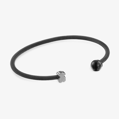 Pulseira escrava em a&ccedil;o preto e olho de falc&atilde;o Icon Mesh