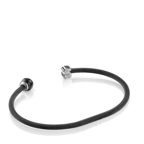 Pulsera esclava de acero negro y ojo de halcón Icon Mesh