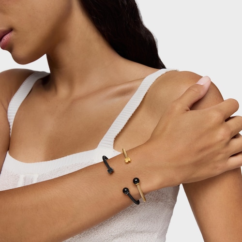 Pulsera esclava de acero negro y ojo de halcón Icon Mesh