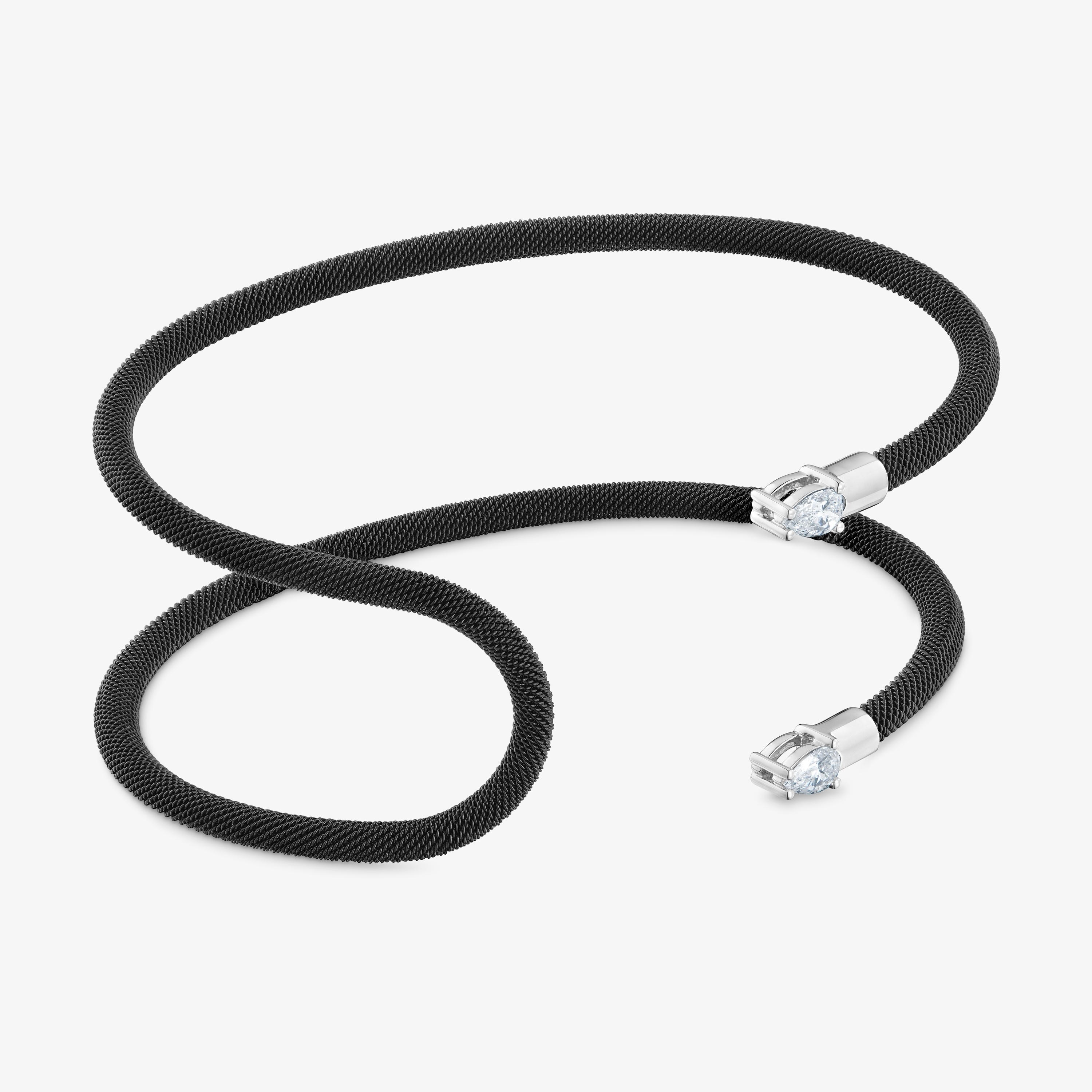 Platinum, black steel and lab-grown diamonds double Bangle TOUS Mesh LGD
