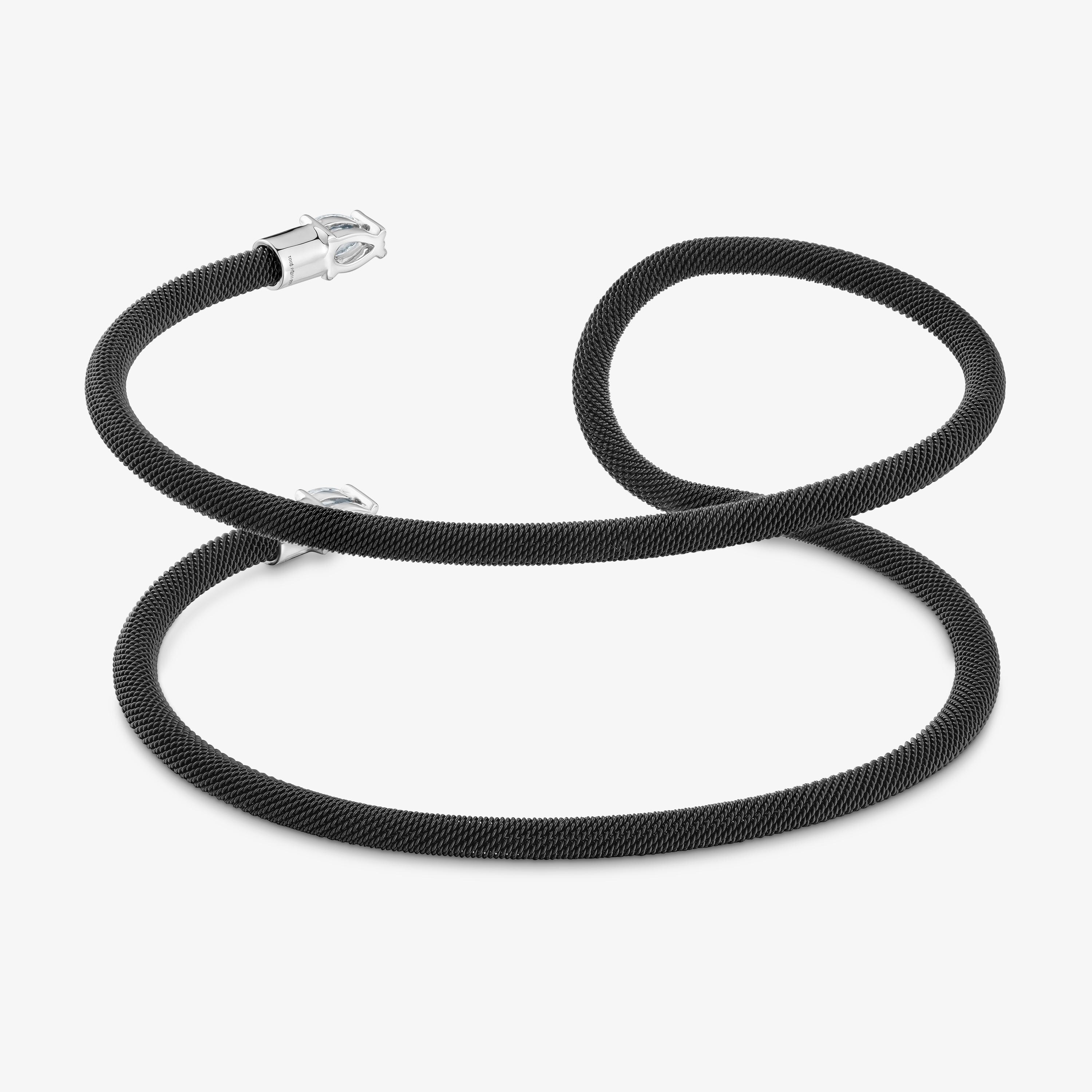 Platinum, black steel and lab-grown diamonds double Bangle TOUS Mesh LGD