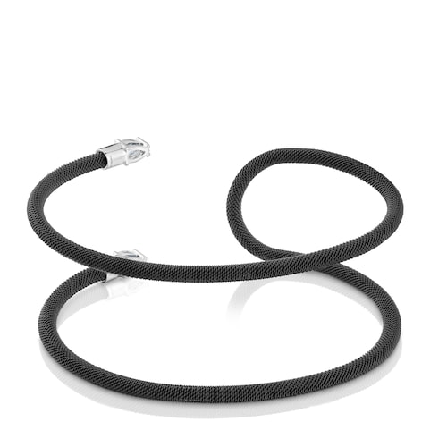 Pulsera esclava doble de platino, acero negro y diamantes creados en laboratorio TOUS Mesh LGD