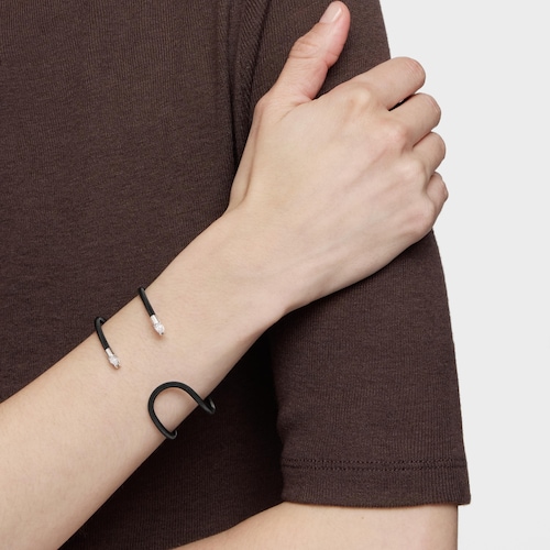 Pulsera esclava doble de platino, acero negro y diamantes creados en laboratorio TOUS Mesh LGD