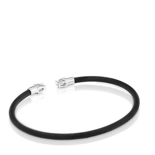 Pulsera esclava de platino, acero negro y diamantes creados en laboratorio TOUS Mesh LGD
